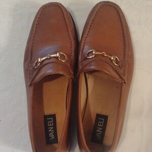 Vaneli Men's Tan Loafers with Gold Accent